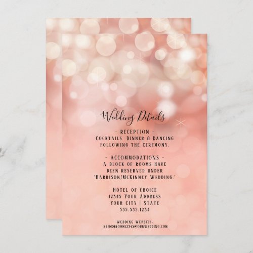 Blush Pink Gold Glitter Twinkle Lights Details Inv Invitation