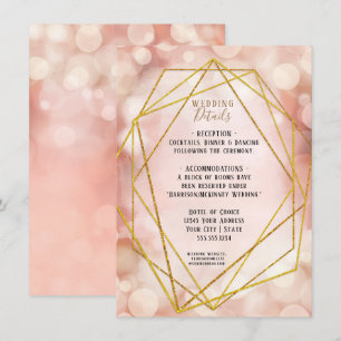 Blush Pink Gold Glitter Twinkle Lights Details Invitation
