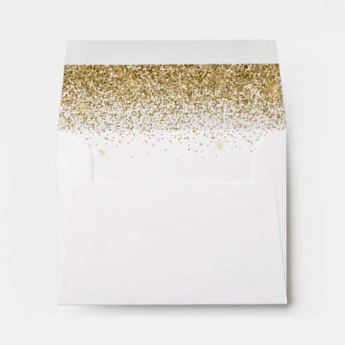 Blush Pink  Gold Glitter Wedding RSVP Envelope