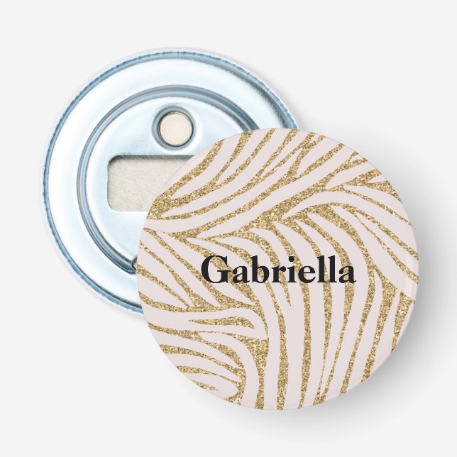 Blush Pink Gold Glitter Zebra   Bottle Opener (Front)