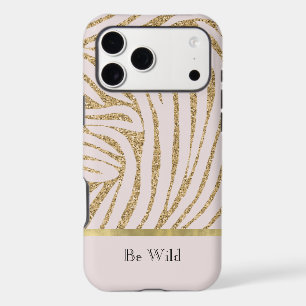 Blush Pink Gold Glitter Zebra iPhone 17 Pro Max Case