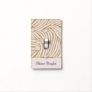 Blush Pink Gold Glitter Zebra Light Switch Cover