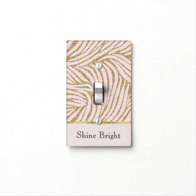 Blush Pink Gold Glitter Zebra   Light Switch Cover (In Situ)