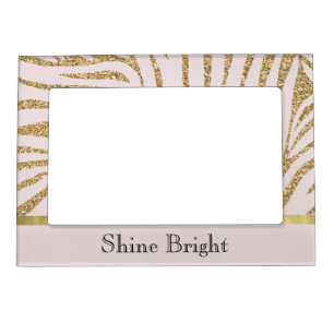 Blush Pink Gold Glitter Zebra   Magnetic Frame