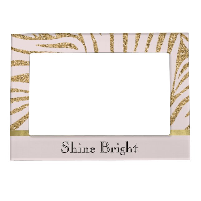 Blush Pink Gold Glitter Zebra   Magnetic Frame (Front)