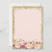 Blush Pink Gold Glitters Floral Bridal Shower Invitation (Back)