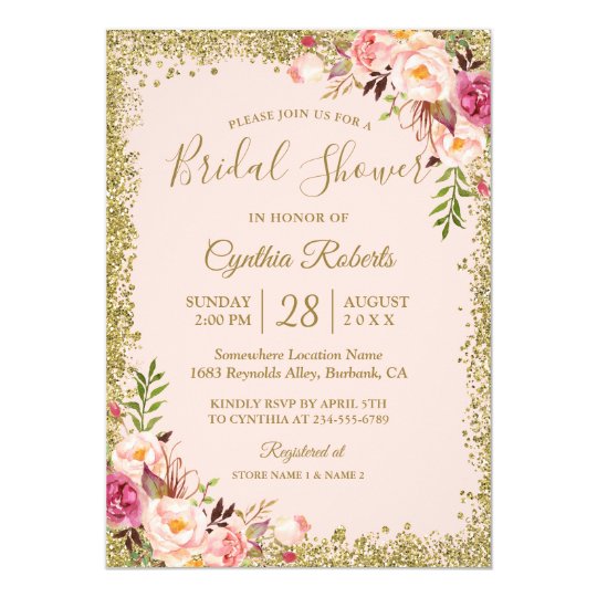 Pink And Gold Bridal Shower Invitations 8