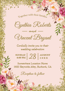 blush and gold wedding invitations zazzle