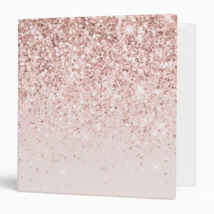 Blush Pink Gold Glitz Glitter Sparkle 3 Ring Binder