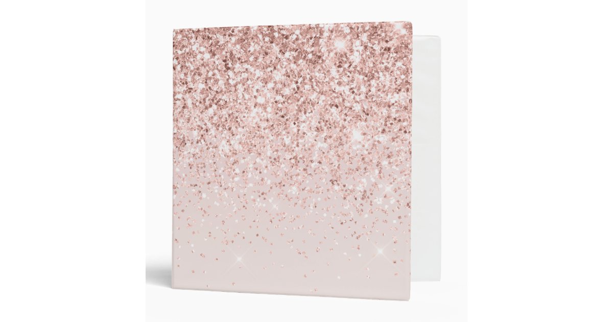 Pink Blush Gold Sparkle Confetti 3 Ring Binder, Zazzle