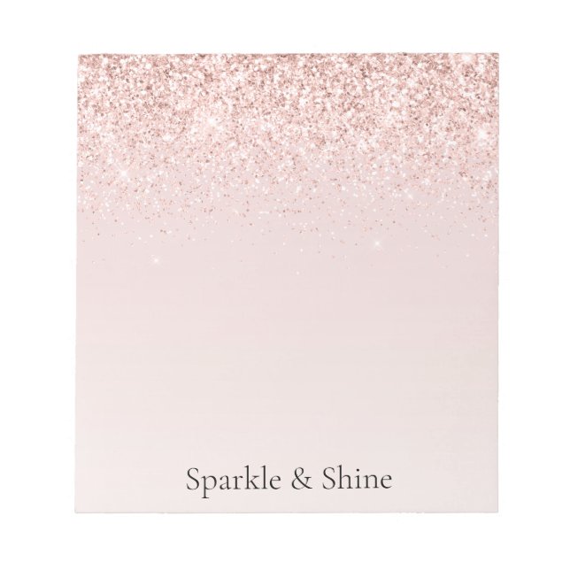 Blush Pink Gold Glitz Glitter Sparkle Notepad (Front)