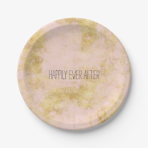 Blush Pink Gold Grunge Paper Plates