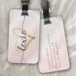 Blush Pink Gold Heart Calligraphy Luggage Tag<br><div class="desc">Liven up your luggage with this personalized design that's perfect for travellers</div>