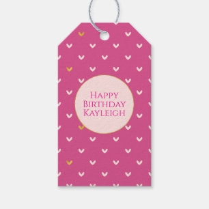 Blush & Pink Gold Hearts Birthday Gift Tags