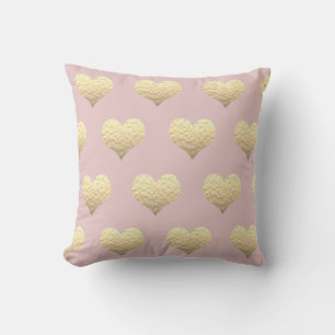 Blush Pink Gold Hearts Custom Color Weddings Gift Throw Pillow
