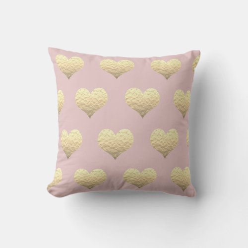 Blush Pink Gold Hearts Custom Color Weddings Gift  Throw Pillow