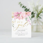 Blush Pink & Gold It's A Girl Floral Baby Shower Invitation Postcard (Standing Front)