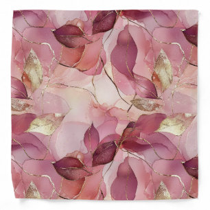Blush Pink Gold Leaves  Bandana