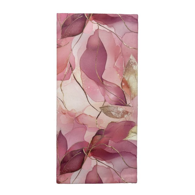 Blush Pink Gold Leaves  Cloth Napkin (Half Fold)
