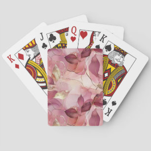 Blush Pink Gold Leaves Poker Cards