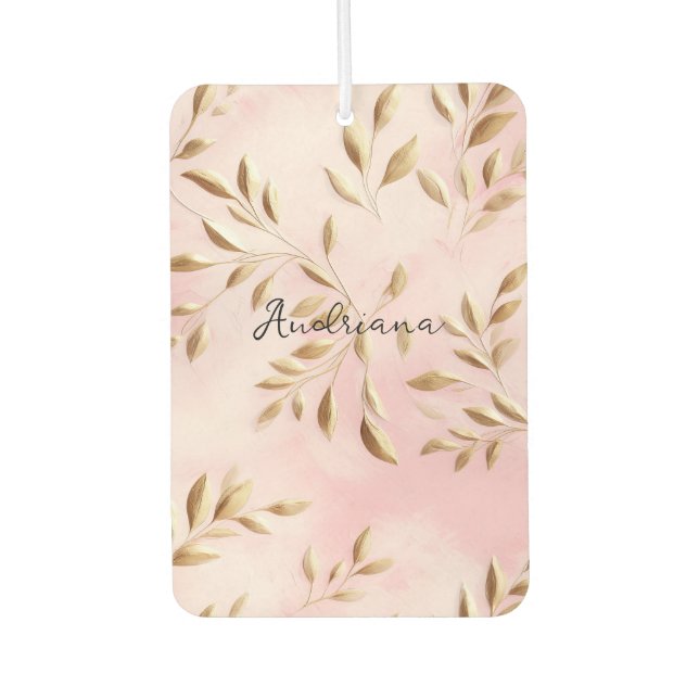 Blush Pink Gold Leaves Wedding Air Freshener (Front)