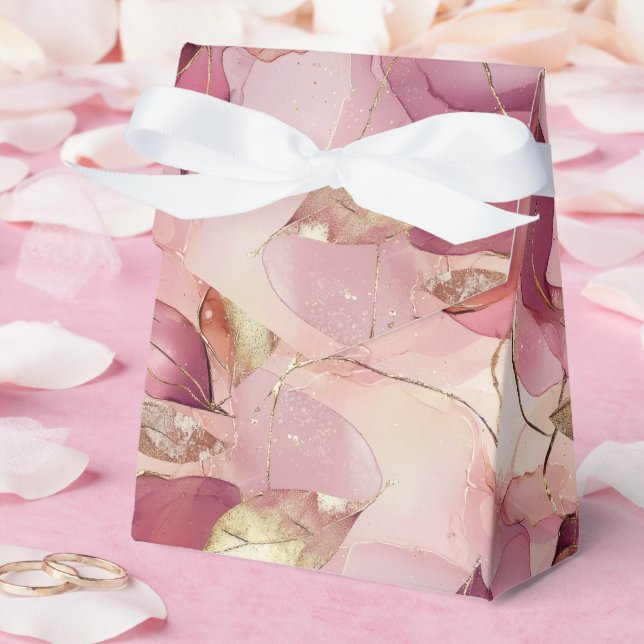 Blush Pink Gold Leaves Wedding Favor Boxes (Wedding)