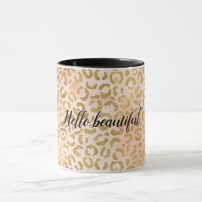 Blush Pink Gold Leopard Print       Mug (Center)