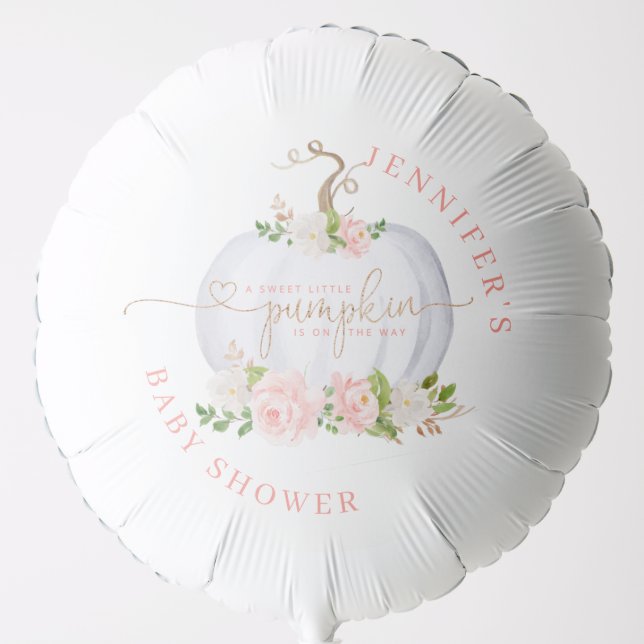 Blush pink gold Little pumpkin baby shower Balloon (Front)