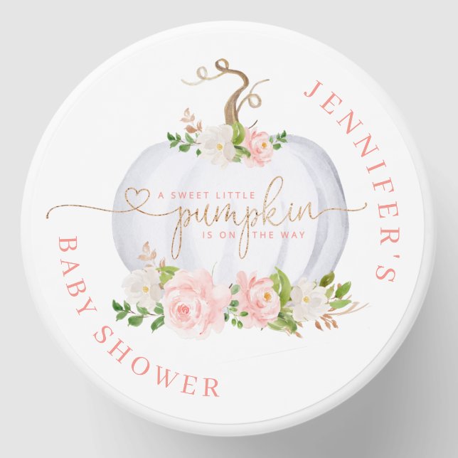 Blush pink gold Little pumpkin  Mini Candle Favors (Front)