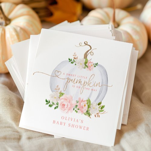 Blush pink gold little pumpkin napkins