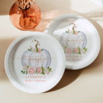 Blush pink gold little pumpkin paper plates