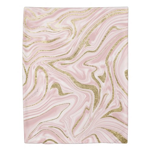 Blush Pink Gold Marble 1 Duvet Cover