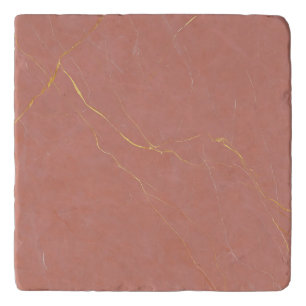 Blush Pink Gold Marble Pattern Trivet