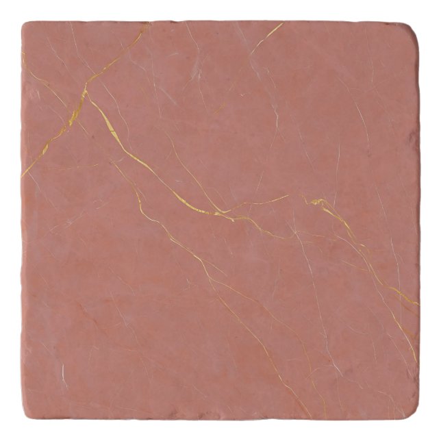 Blush Pink Gold Marble Pattern Trivet (Front)