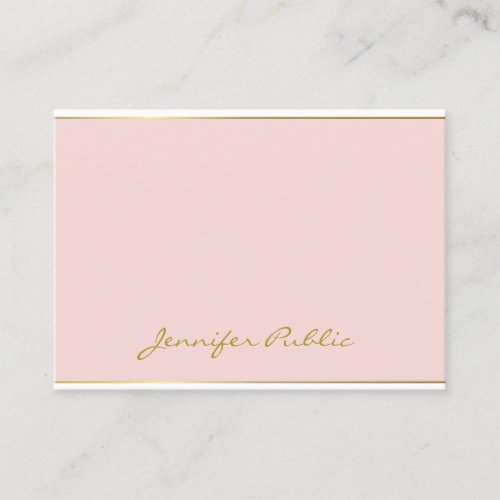 Blush Pink Gold Modern Handwritten Script Template Business Card