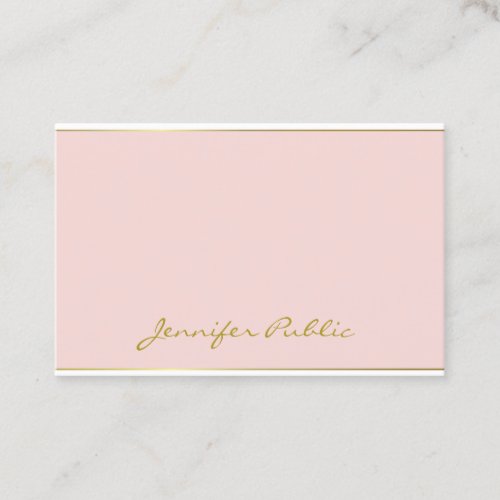 Blush Pink Gold Modern Template Handwritten Script Business Card