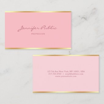 Blush Pink Gold Modern Template Handwritten Script Business Card | Zazzle