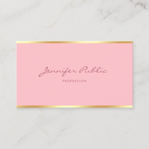 Blush Pink Gold Modern Template Handwritten Script Business Card