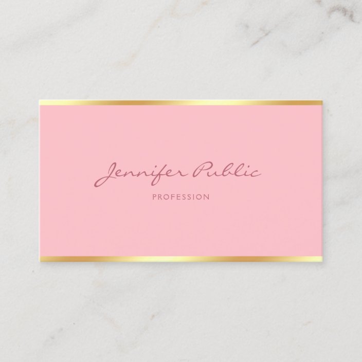 Blush Pink Gold Modern Template Handwritten Script Business Card ...