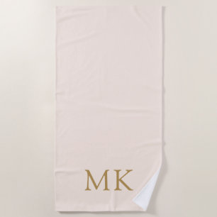 Blush Pink Gold Monogram Beach Towel