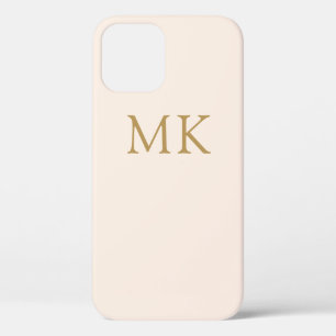 Blush Pink Gold Monogram iPhone 12 Case
