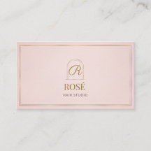 Blush Pink Gold Monogram Hair Stylist Salon Busine