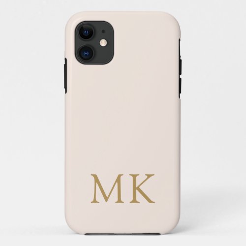 Blush Pink Gold Monogram Initials iPhone 11 Case