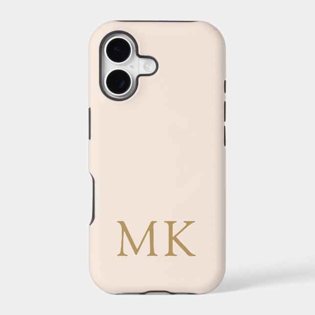 Blush Pink Gold Monogram Initials Iphone Case (Back)