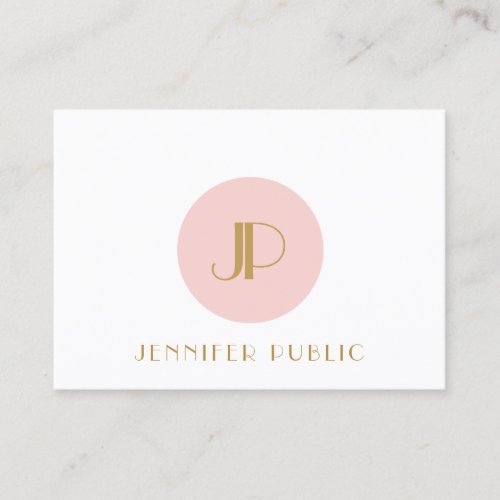 Blush Pink Gold Monogram Modern Elegant Template Business Card