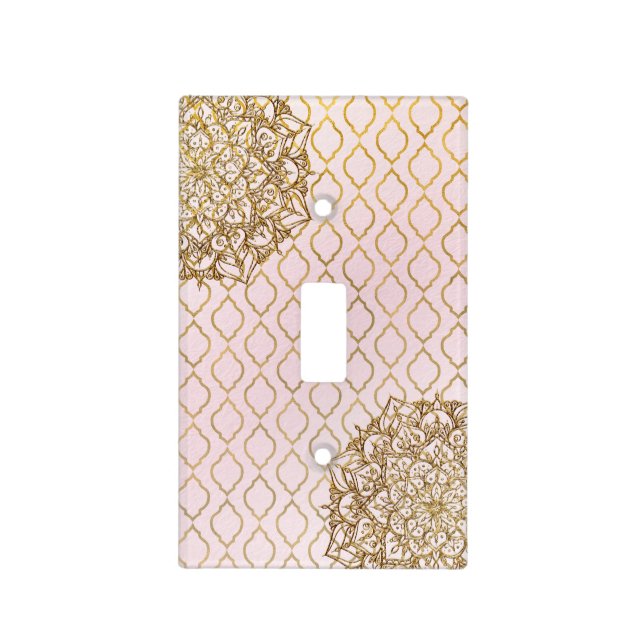 Blush Pink Gold Moroccan Arabian Glam Modern Light Switch Cover (Front)