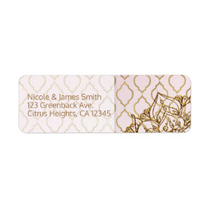 Blush Pink Gold Moroccan Arabian Nights Wedding Label