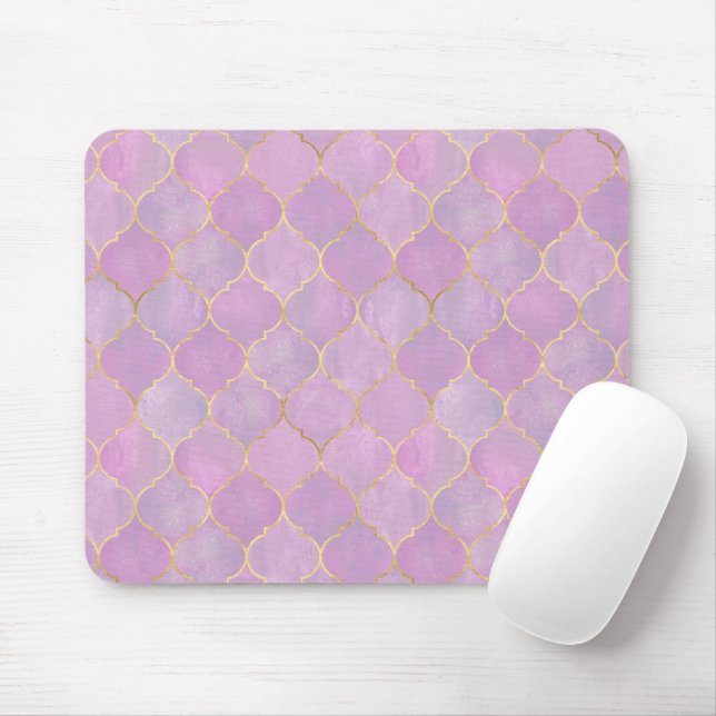 Blush Pink Gold Moroccan Pattern  Mouse Pad (With Mouse)