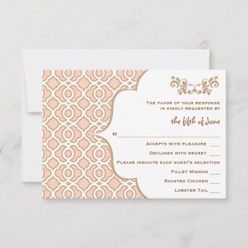 Blush Pink Gold Moroccan Wedding Response Cards