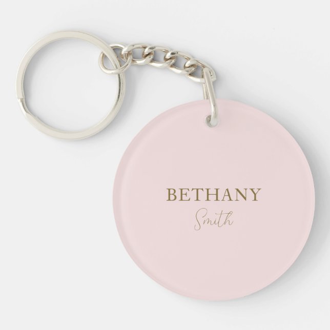 Blush Pink Gold Name Keychain (Front)